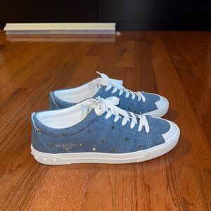 Valentino Blue/White Sneakers with Rockstuds